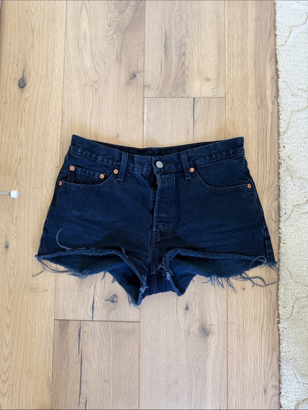 Levi's Black High-Rise Cutoff Denim Shorts